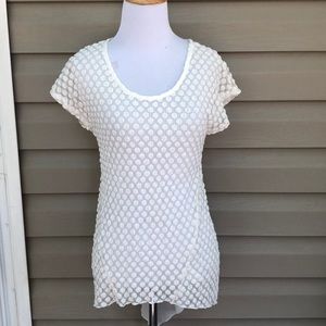 NWT Lovely 153 women’s sheer ivory lace hi/low top